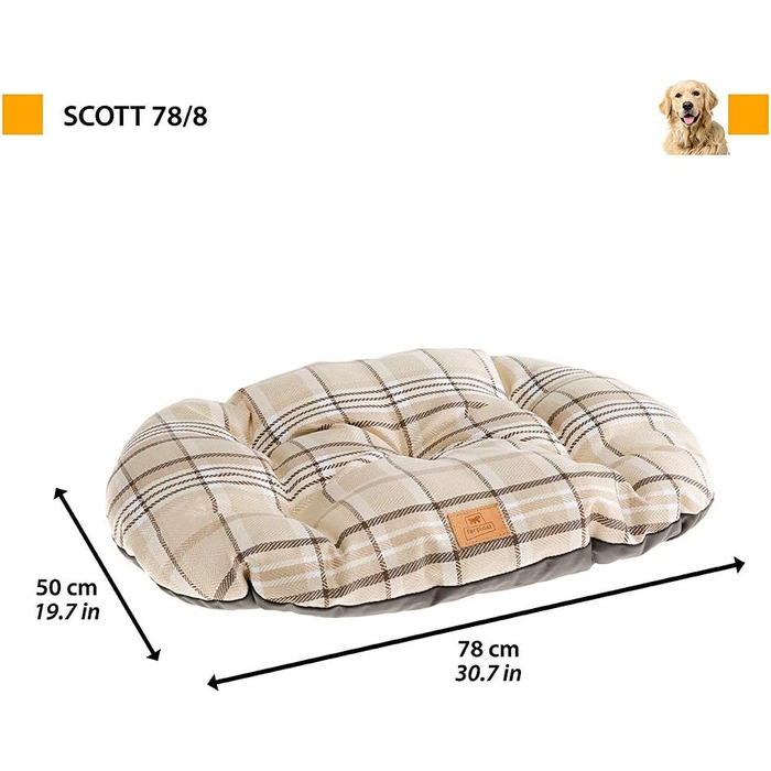 Крісло-лежанка для собак та котів Ferplast, 78 x 50 x 15 см, блакитний, візерунок «Кленовий лист»