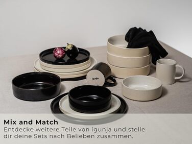 Igunga Stoneware Dinnerware Set - 12 Piece Set for 4 | Reactive Glaze Beige Tableware - Handcrafted Premium Quality