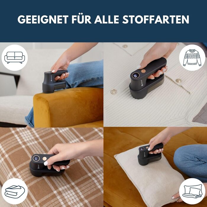 Електричний видальник ворсу та котушок для одягу – 3 швидкості, LED-дисплей, USB-зарядка, портативний видальник ворсу з подвійним захистом, Charcoal