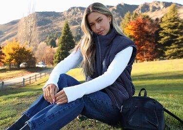 ZEAGOO Жилет чоловічий теплий легкий на осінь/зиму з кишенями, розмір XL, темно-синій