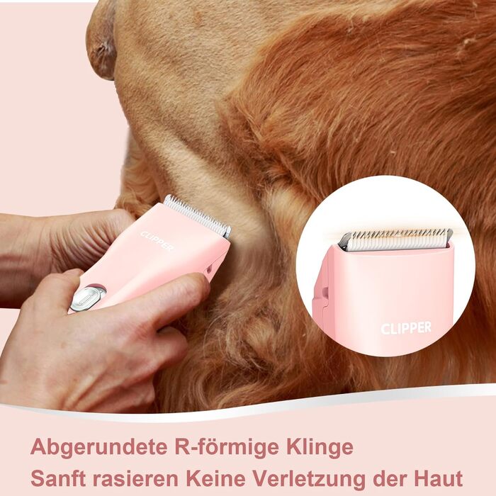Професійна машинка для стрижки собак з густим хутром, бездротовий набір для грумінгу котів та собак, акумуляторна машинка для стрижки собак, котів, кроликів (Рожева)