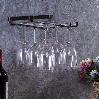 Тримач для келихів Yhuasia (2 шт.) - рейка для склянок, металева підвісна конструкція для бару, кухні, ресторану, пабу, чорний