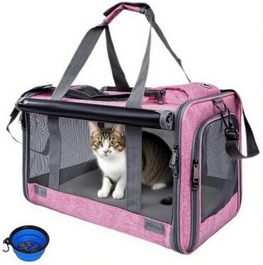 Транспортна переноска для собак та котів, складана, рожева, 46x46x30 см