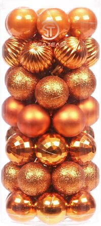 41 штука прикрас для ялинки Sea Team з міцного пластику з ниткою, середнього розміру (60 мм), оранжеві та 30 мм для декору ялинки, вечірки, весілля