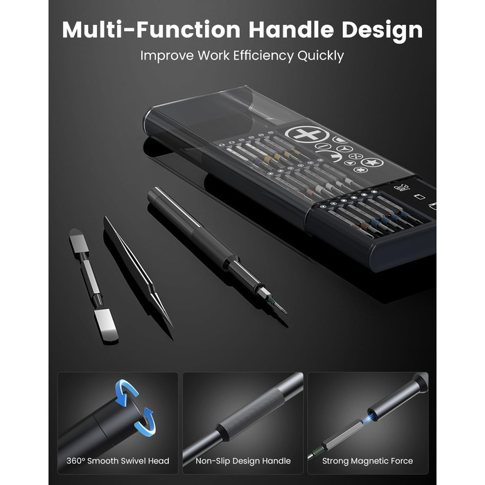 Електрична викрутка 36 в 1 Mini Electric Screwdriver set, акумуляторний набір з бітами H4, H6.3, 4 моменти, 1500mAh, інструмент для ремонту телефонів, окулярів, годинників, ноутбуків