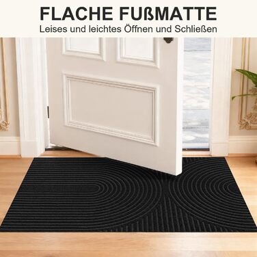 Килимок вхідний FEOMOS 60x90 см, протиковзний вологопоглинаючий килим для дому, передпокою та кухні, чорний