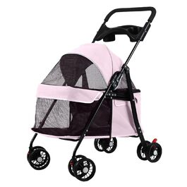 2в1 Візок для собак до 15 кг, буги для собак з тримачами для напоїв, переноска для собак, складаний, з гальмом, вагончик для собак, 48 x 68 x 95 см (Рожевий)