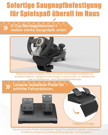 PXN V3 Pro - Геймерське кермо з педалями для ПК, PS4, PS3, Xbox, Nintendo Switch (180°, вібрація, перемикач)