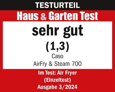 CASO AirFry & Steam 700 — аерофритюрниця та пароварка, 7 л, хрустка скоринка без олії, великий кошик, для здорового приготування страв