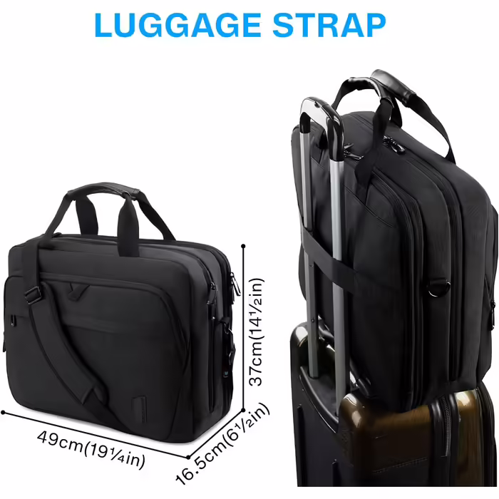 17.3-inch Laptop Bag, BAGSMART Expandable Briefcase, Computer Bag for Men and Women, Laptop Shoulder Bag, Work Bag, Business Travel, Office, Lockable (Black-17.3 inch)