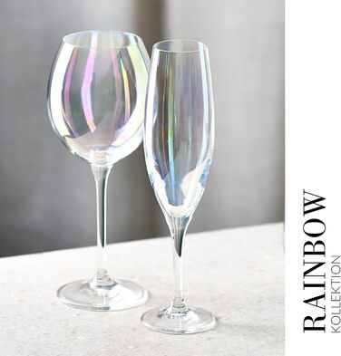 Krosno - Venice Rainbow Champagne Glasses 6 x 200ml | Prosecco Glasses | Wedding Gift | Crystal Glass | Lead-Free Glass | Scratch-Resistant | Gift Idea