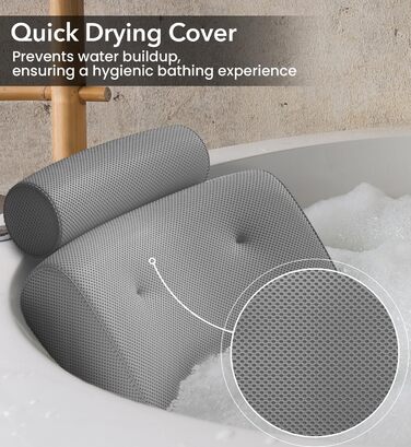 Everlasting Comfort Luxury Bath Pillow - Head, Neck, and Back Support Cushion for Bathtub, Spa, and Soaking