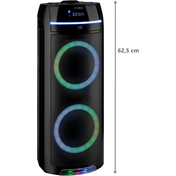 Reflexion PS09BT Bluetooth Партійний Динамік, DJ, Караоке, 500 Вт, Радіо UKW-PLL, LED-ефекти, Мікрофон, Акумулятор, Чорний