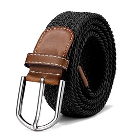 Плетіний еластичний ремінь DonDon для жінок та чоловіків, чорний, 100-120 см