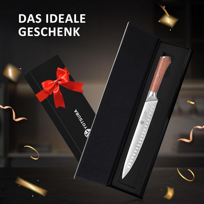 Японський кухонний ніж YOTSUBA 22 см - професійний ніж шеф-кухаря з високоякісної сталі, ергономічна ручка