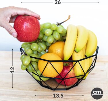 Металева фруктова ваза Chefarone - декоративний фруктовий кошик вінтаж чорного кольору (26x26x12 см)