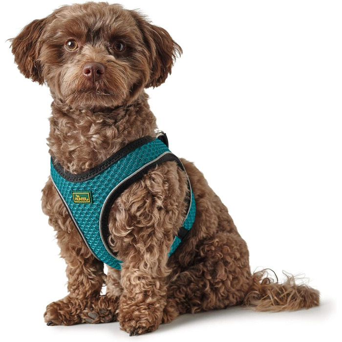 Нашийник для собак HUNTER HILO COMFORT, турквіс, S-M. Легкий, з сітчастого матеріалу, з відбиваючими елементами, зручний, для маленьких та середніх собак.