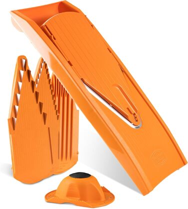 Овочерізка Börner V1 Starter Set, V-подібна, 4 насадки, фруктотримач, регульована, для овочів та фруктів, нарізка скибками, соломкою, кубиками, помаранчева