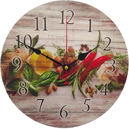 YOAI Wall Clock Kitchen Clock Antique Nostalgia Rustic Country Quartz Silent (No Ticking) Kitchen Clock 30CM / 12 inches (Spices with Chili)