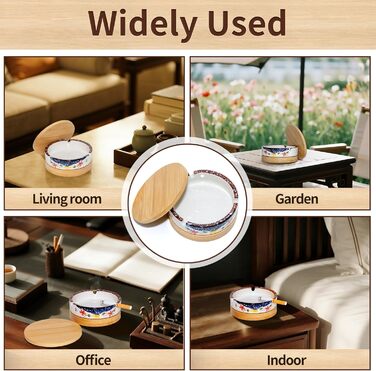 Ашенбечер для вулиці з кришкою та вставкою з нержавіючої сталі, дерев'яний, герметичний, для балкона, тераси, саду, кафе, ресторану, дому, офісу