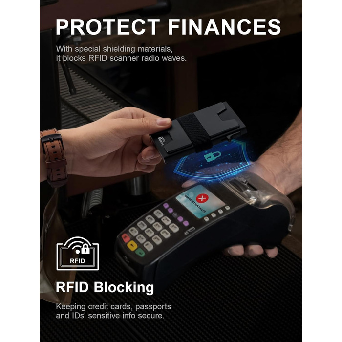 Чоловічий картхолдер LXMY з RFID захистом, алюмінієвий картхолдер на 12 карт та гроші, чорний