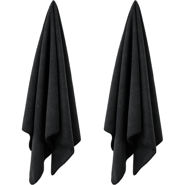 Рушники для перукарів Polyte - мікрофібра, швидковисихаючі, безворсові, 50x101 см, 2 шт. (Чорний)