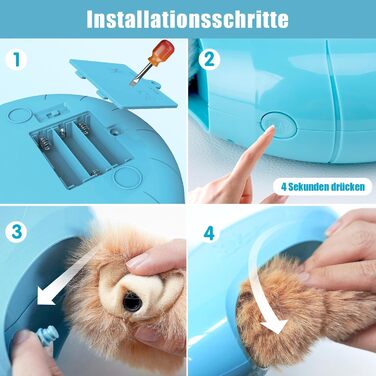 Migipaws Cat Toy, electric, interactive, plush ball and tail with catnip, squeaking hide-and-seek game in a mouse hole, smart kitten teaser, irregular movement