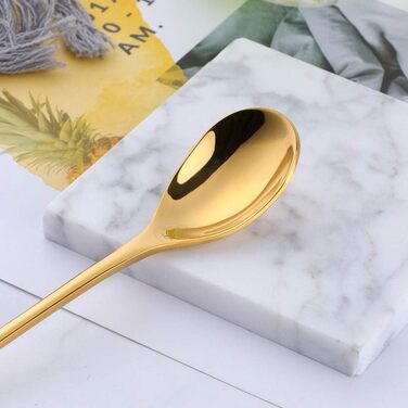 Набір довгих ложок для лате макіато та десертів BISDARUN, нержавіюча сталь 304, 20.5 см, 8 шт, золотисті