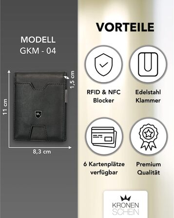Kronenschein® Slim Wallet with Coin Pocket & RFID Protection | Wallet for Men & Women Small | Cardholder with Money Clip | Mini Wallet | Card Case | Card Wallet | Credit Card Holder