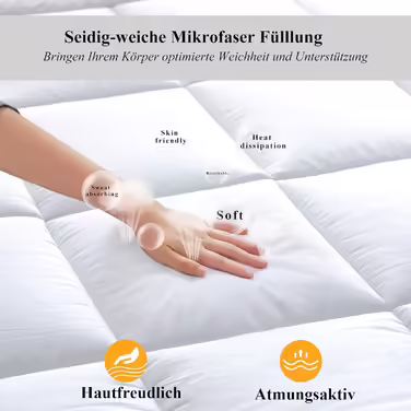 Threads For Bed® Breathable Mattress Topper/Fitted Sheet 120x200 made from cotton fabric, Washable mattress topper for comfort & keeping away dirt, Mattress protector for mattresses & box spring beds