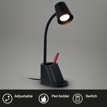 LED лампа BRILONER настільна бездротова з торшетом, поворотна, регульована, з можливістю заміни джерела світла, 38,5 см, з тримачем для ручок, білий колір