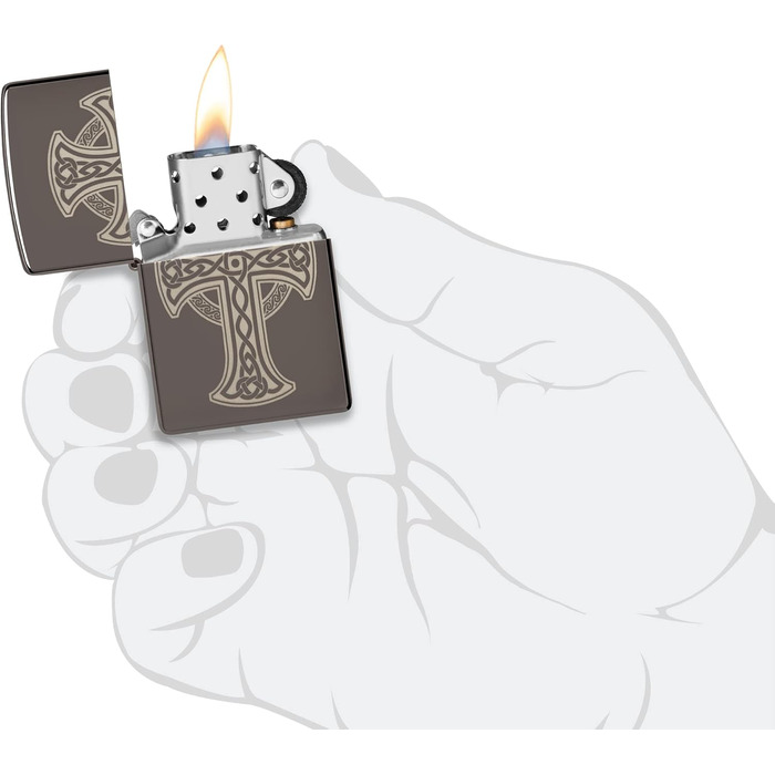 Запальничка Zippo з лазерним гравіюванням, кельтський хрест, чорна