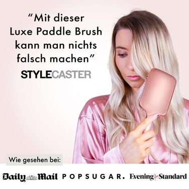 Щітка для волосся без заплутування - розпушувальна щітка для жінок - подарунок - Paddle Brush - м'які щетинки для волосся та шкіри голови - підходить для всіх типів волосся (Рожеве золото & Чорний)