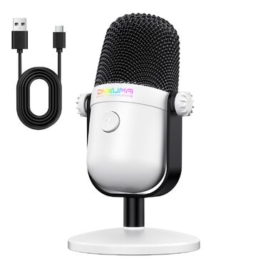 Ігровий USB-мікрофон з шумозаглушенням та кнопкою вимкнення звуку для стрімінгу, запису, подкастів (PC/Mac/PS4/PS5) - Білий