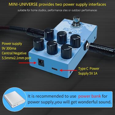 M-VAVE MINI-UNIVERSE гітарний педаль-ревербератор, цифровий ефект з 9 унікальними режимами, просте управління, декілька варіантів живлення