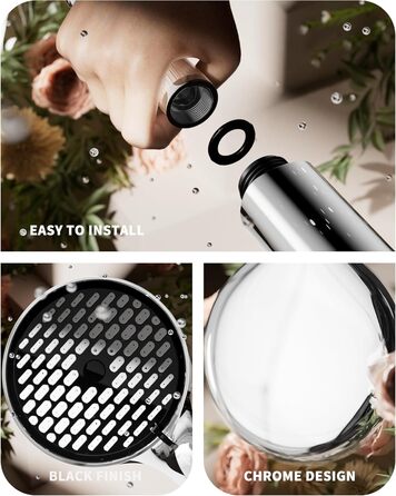 Фільтр для душу Cobbe, душова лійка з шлангом, високий тиск, 6 режимів, економія води, фільтр від накипу, для жорсткої води, хлору, чорний