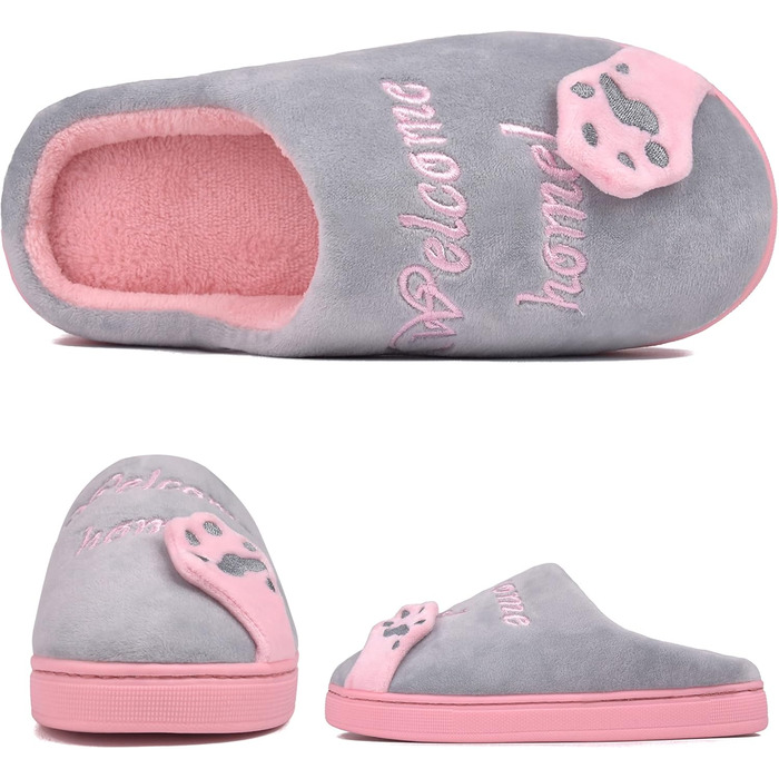 JACKSHIBO Теплі плюшеві тапочки для дому (зимові) - чоловічі/жіночі, унісекс, сірі (38/39 EU)