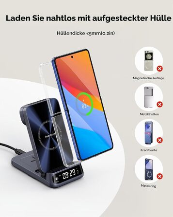 Бездротова зарядна станція 3-в-1 SwanScout 708F для Samsung Galaxy Z Flip 7/6/5/4/3, Galaxy Watch 8/7/6/5/4 та Galaxy Buds 3/2 Pro, індукційний зарядний пристрій (без адаптера)