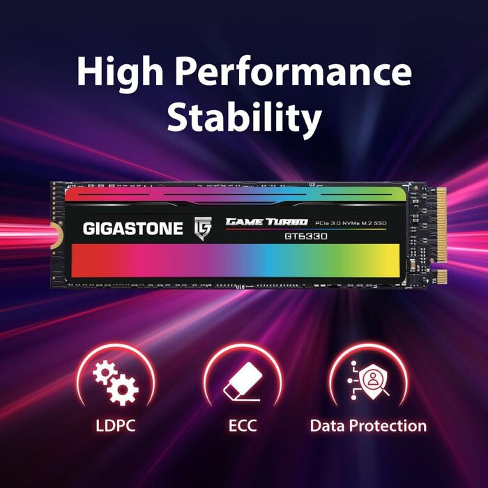 SSD Gigastone M.2 2280 PCIe Gen3 500GB з радіатором - NVMe для ігор, графіки та відеомонтажу