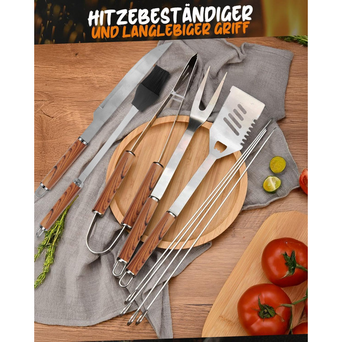 Набір гриль-посуду, 12 предметів, нержавіюча сталь, з кейсом, довговічні інструменти для барбекю, кемпінгу, професійний набір для грилю для чоловіків та жінок