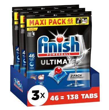 Таблетки для посудомийних машин Finish Ultimate Fresh, XXL упаковка, 276 шт (46 шт x 6 або 92 шт x 3) — максимальне очищення, розчинення жиру та блиск
