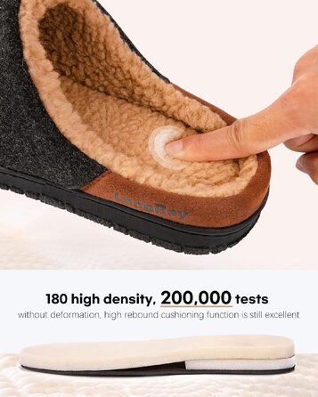 Чоловічі теплі зимові капці LongBay з ефектом пам'яті Memory Foam та підкладкою Sherpa, протиковзка гумова підошва, чорні (розмір 46 EU)