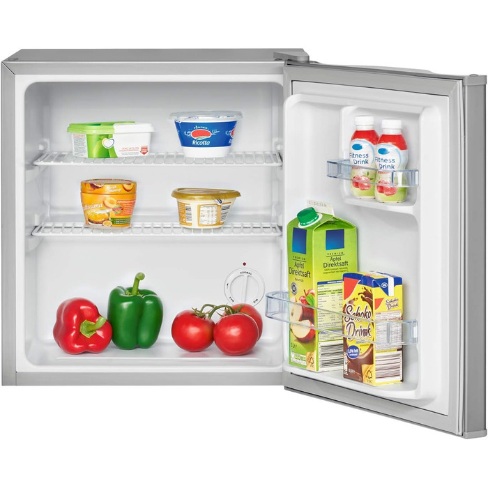 Міні-холодильник Bomann® 42 літри | Холодильник для напоїв для офісу, кемпінгу та геймінгу | Тихий, 39 дБ | Мінібар з можливістю зміни напрямку відкривання дверцят | 51x45x45 см | KB 7346 inox