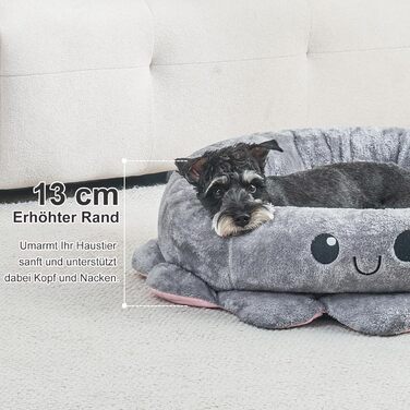 Кругле ліжко для собак та котів Jiupety Boho, рожеве/сіре, XL, знімний коврик, для великих собак