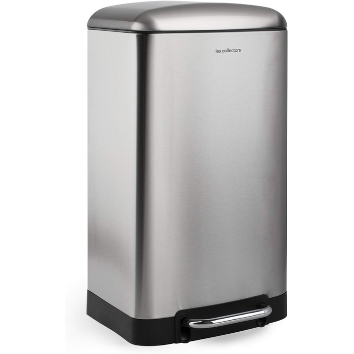 Відро для сміття Les Collecteurs Küchen N°712, 30 л, нержавіюча сталь, знімний внутрішній відро, дизайн, міцне, тихий закриття кришки