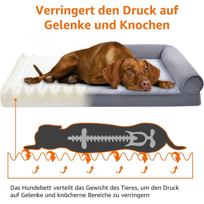 Amazon Basics Foam Pet Bed for Dogs and Pets with Removable Cover, Gray, 76 x 51 x 16 cm (L x W x H)
