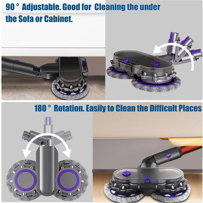 Насадка Italdos 3-в-1 для пилососів Dyson V7 V8 V10 V11 V15: миття, полірування, 4 мікрофібрових серветок, бак для води