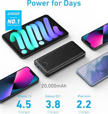Powerbank Anker 325, 20000mAh, USB-C, PowerIQ, сумісний з iPhone, Samsung Galaxy, iPad