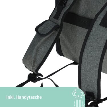 Рюкзак для собак Kerbl Pet Hunderucksack Vacation, сірий, блакитний, 43x24x30 см, Оксфорд, для маленьких собак та котів, міцний, стійкий до бруду