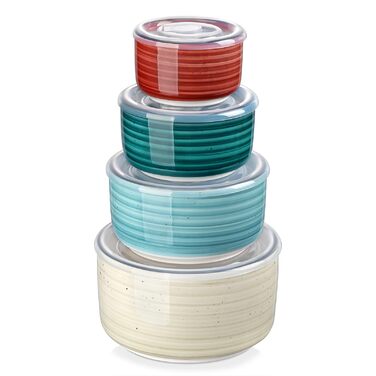 Набір керамічних супових та сервірувальних тарілок Vancasso Bonbon з кришкою (4 шт.) - для обіду, пікніка, кухні